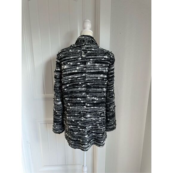 Drew Anthropologie Blazer Coat Womens M Black Tweed Wool Blend Made in USA - Picture 2 of 8